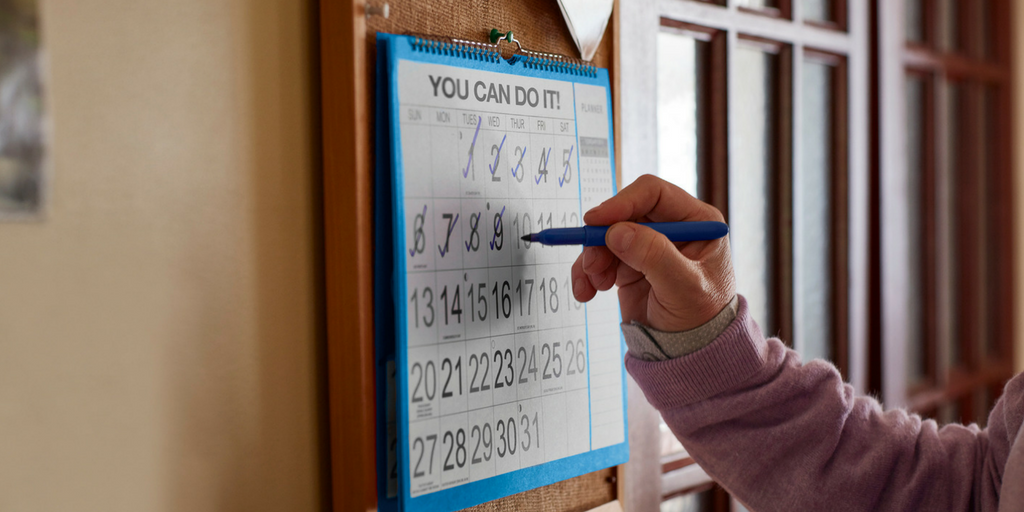 A calender couting the days since decition to quit smoking