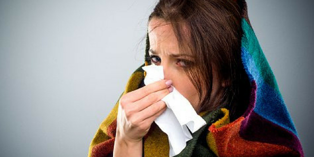 Woman who has the flu
