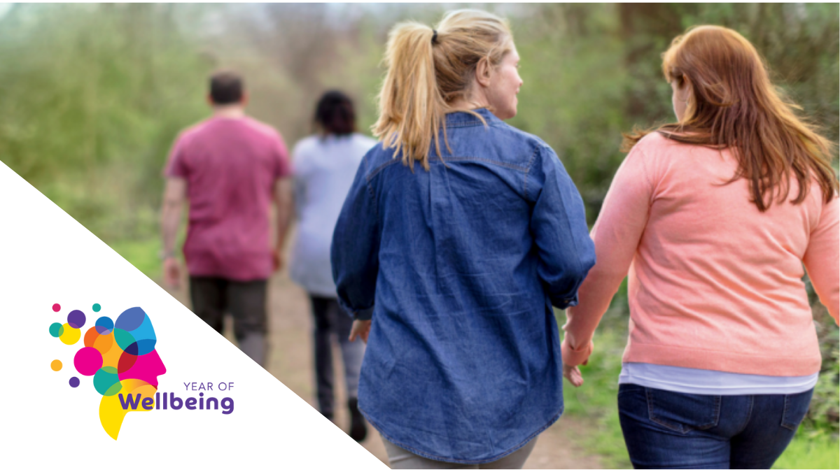 People being active by walking and chatting